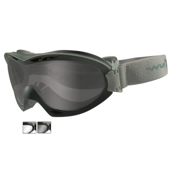 Wiley X Nerve Goggles - Smoke Grey + Clear Lens / Foliage Green Frame
