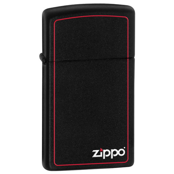 Zippo Logo Slim Black Matte Lighter