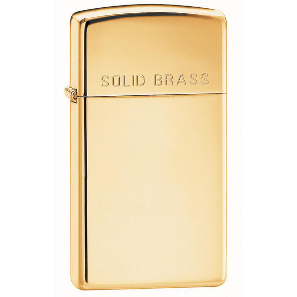 Zippo Slim High Polish Brass Engraved Lighter
