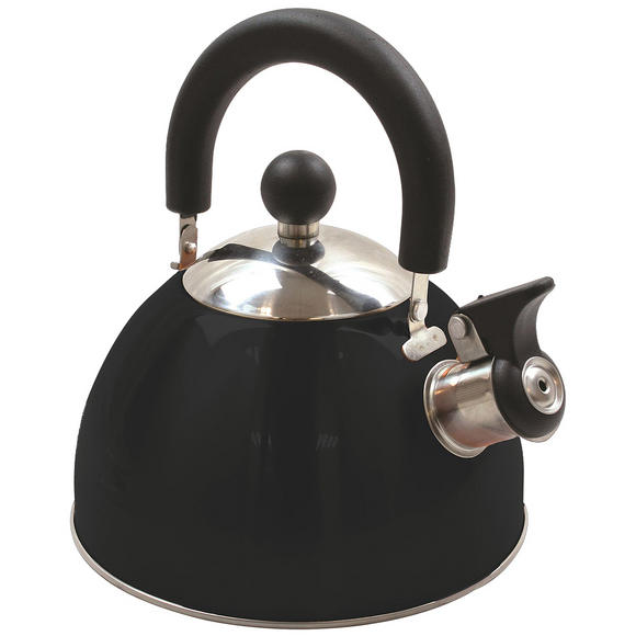 Highlander Deluxe Stainless Steel Whistling Kettle Black