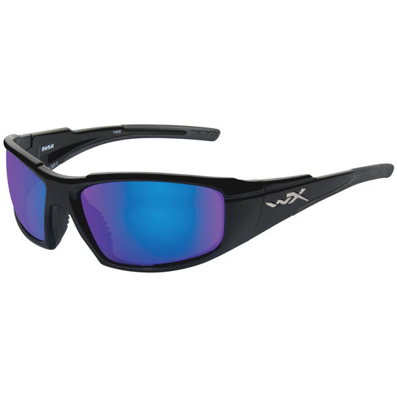 Wiley X WX Rush Glasses - Polarised Blue Mirror Lens / Gloss Black Frame