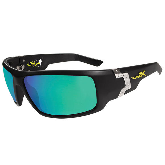 Wiley X Xcess Glasses - Polarised Emerald Mirror Lens / Gloss Black Frame
