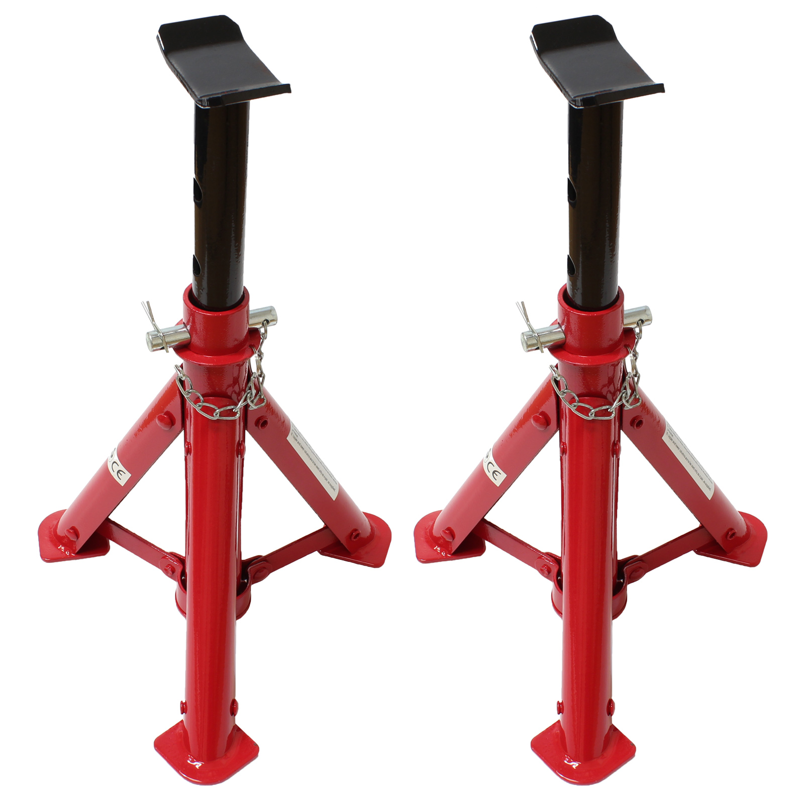 PAIR OF RED 2 TONNE ADJUSTABLE FOLDING AXLE STANDS/SUPPORTS CAR GARAGE