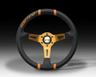 View Item MOMO Drifting Black/Orange Leather Car Steering Wheel