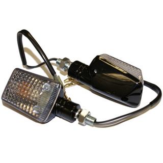 Motorbike Mini/Short Black Indicators With Transparent Lens