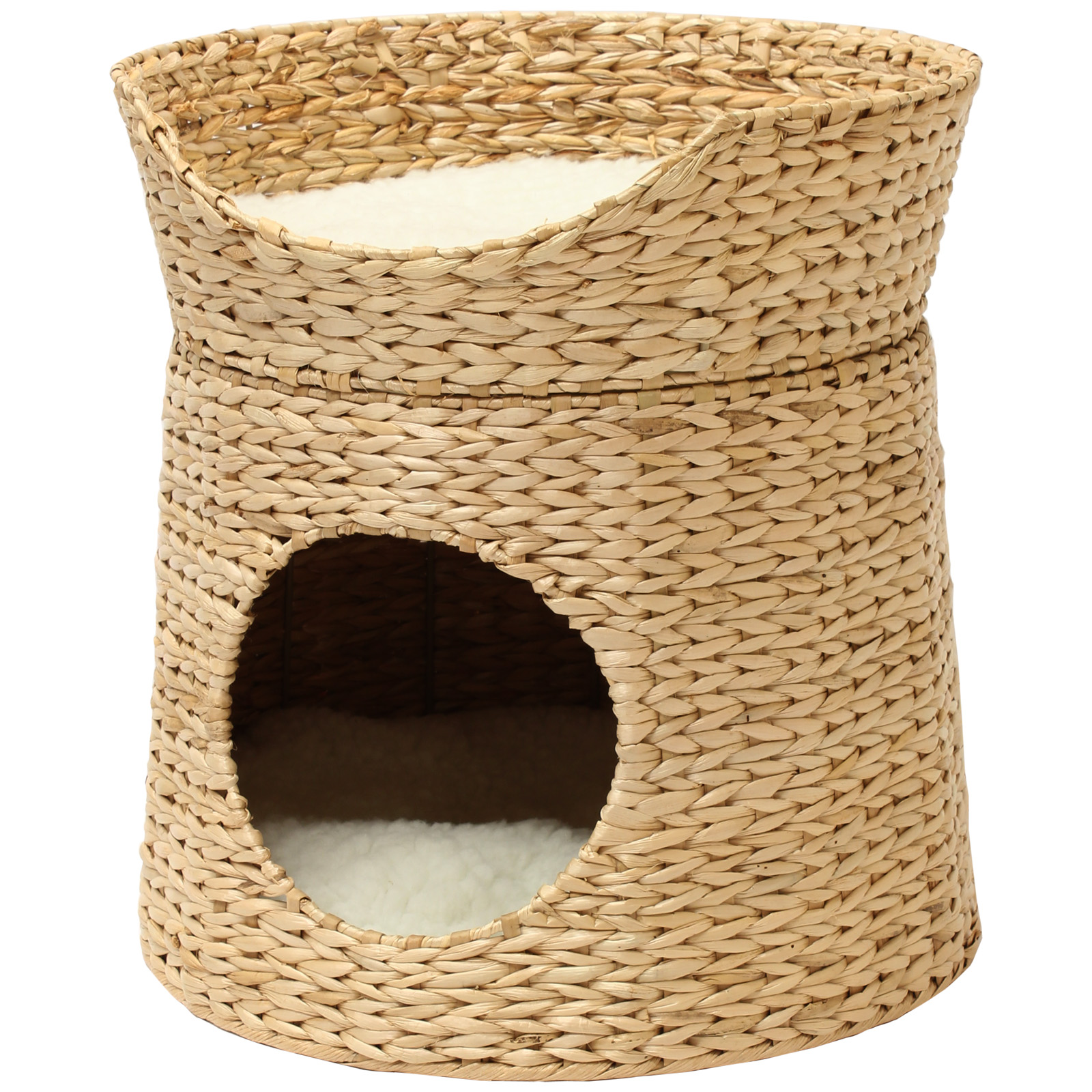 ME & MY 2 TIER WOVEN CAT/KITTEN BED RAISED TWIN BASKET WICKER CAVE