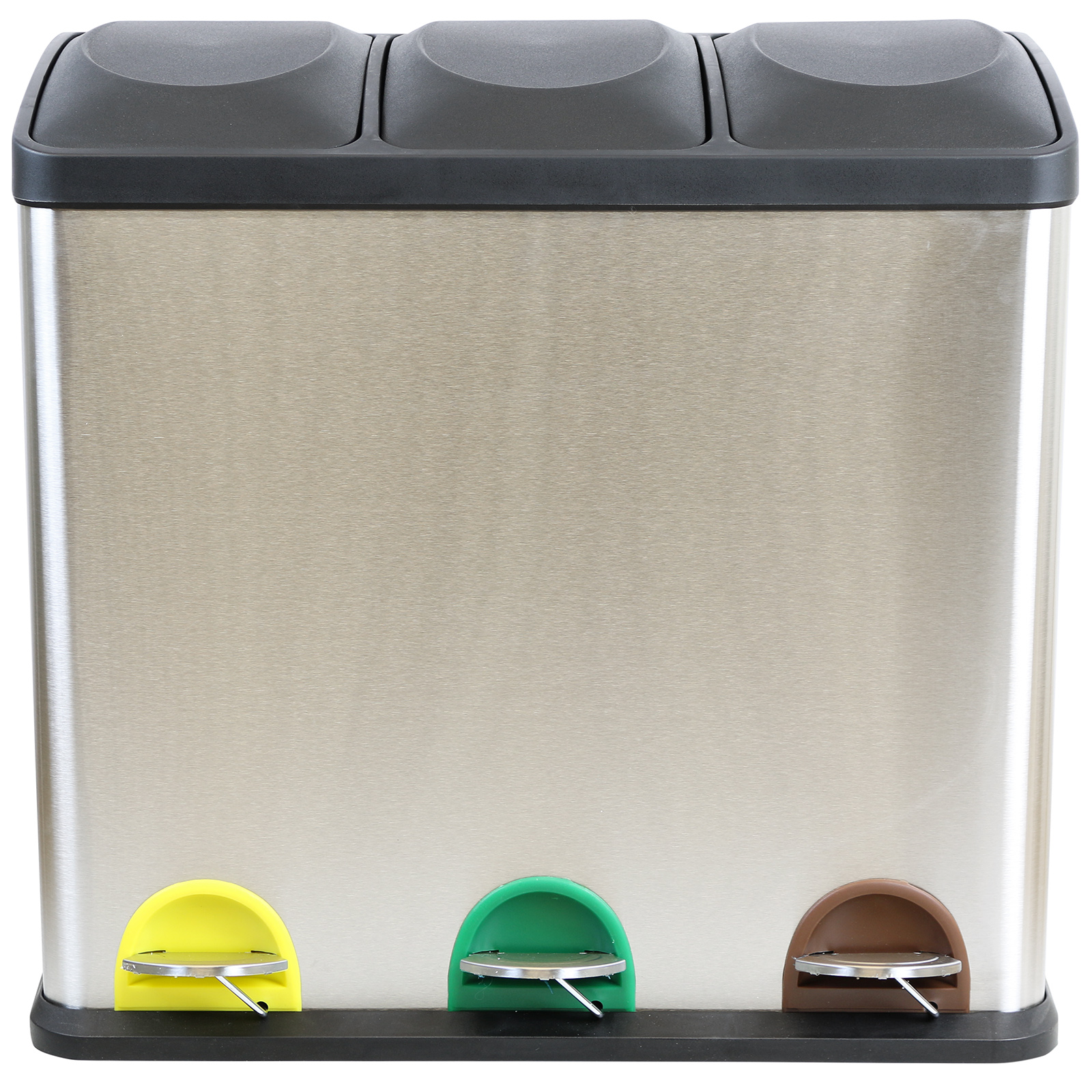 54 LITRE TRIPLE RECYCLING PEDAL BIN COMPARTMENT KITCHEN RUBBISH/WASTE