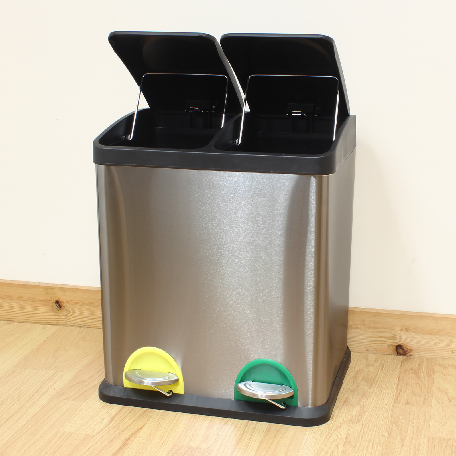 Hartleys 30l Steel Rubbish/Waste & Recycling Pedal Bin Double/Twin