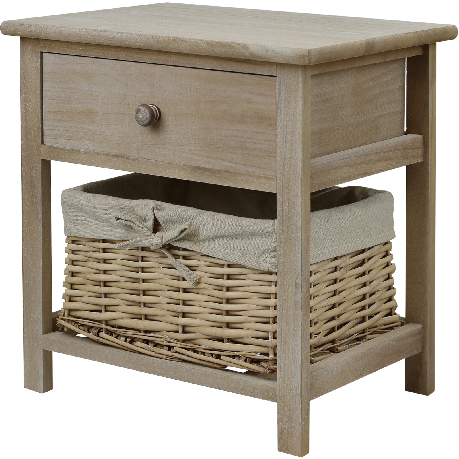 HARTLEYS BROWN SHABBY CHIC BEDSIDE WICKER STORAGE GIRLS
