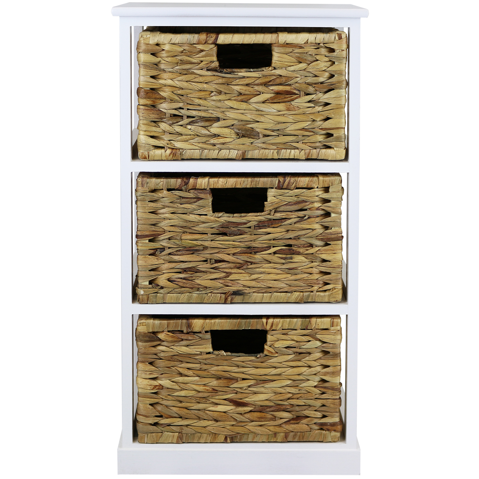HARTLEYS WHITE 3 BASKET CHEST HOME STORAGE UNIT WICKER