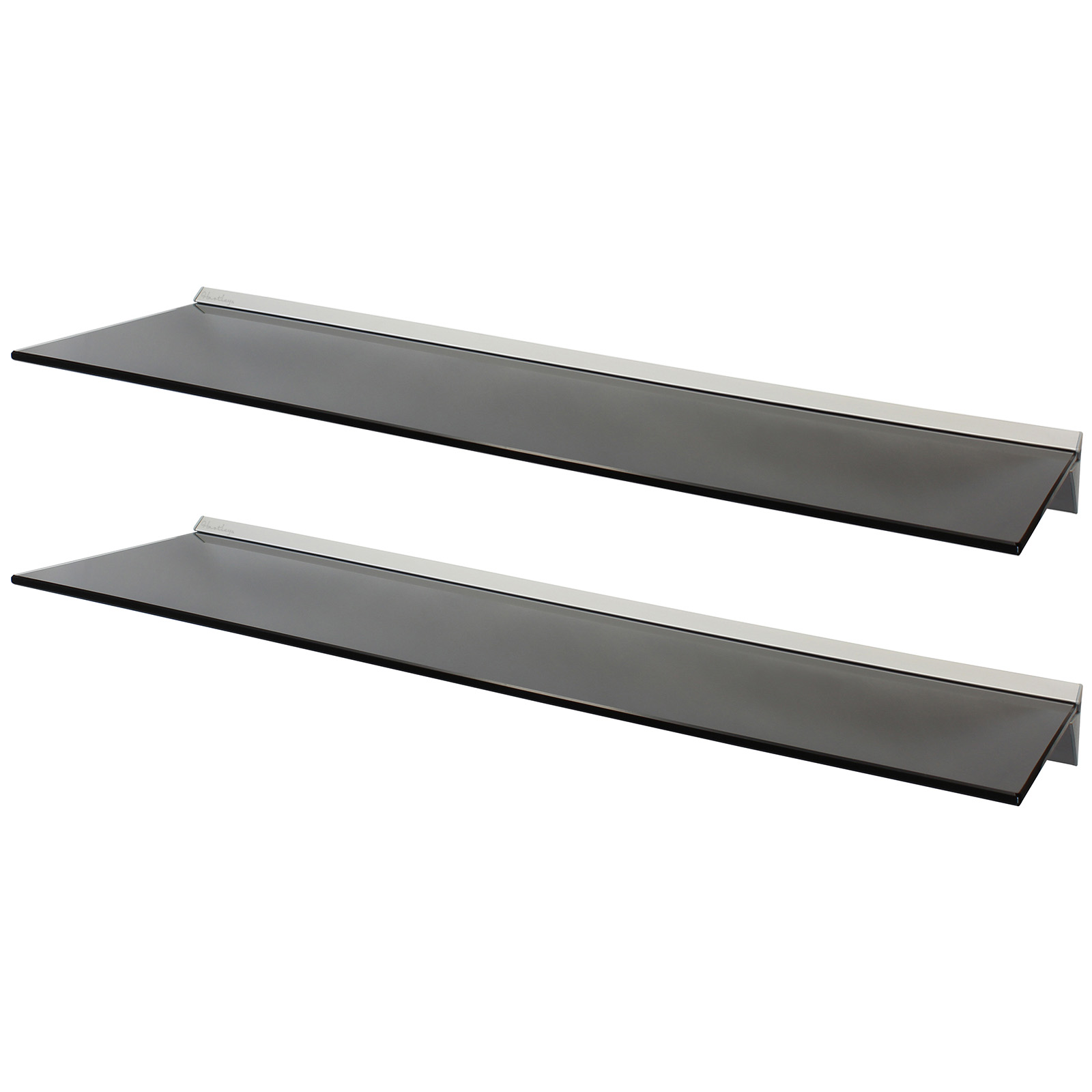 HARTLEYS PAIR/2x 100cm BLACK FLOATING GLASS WALL SHELVES STORAGE