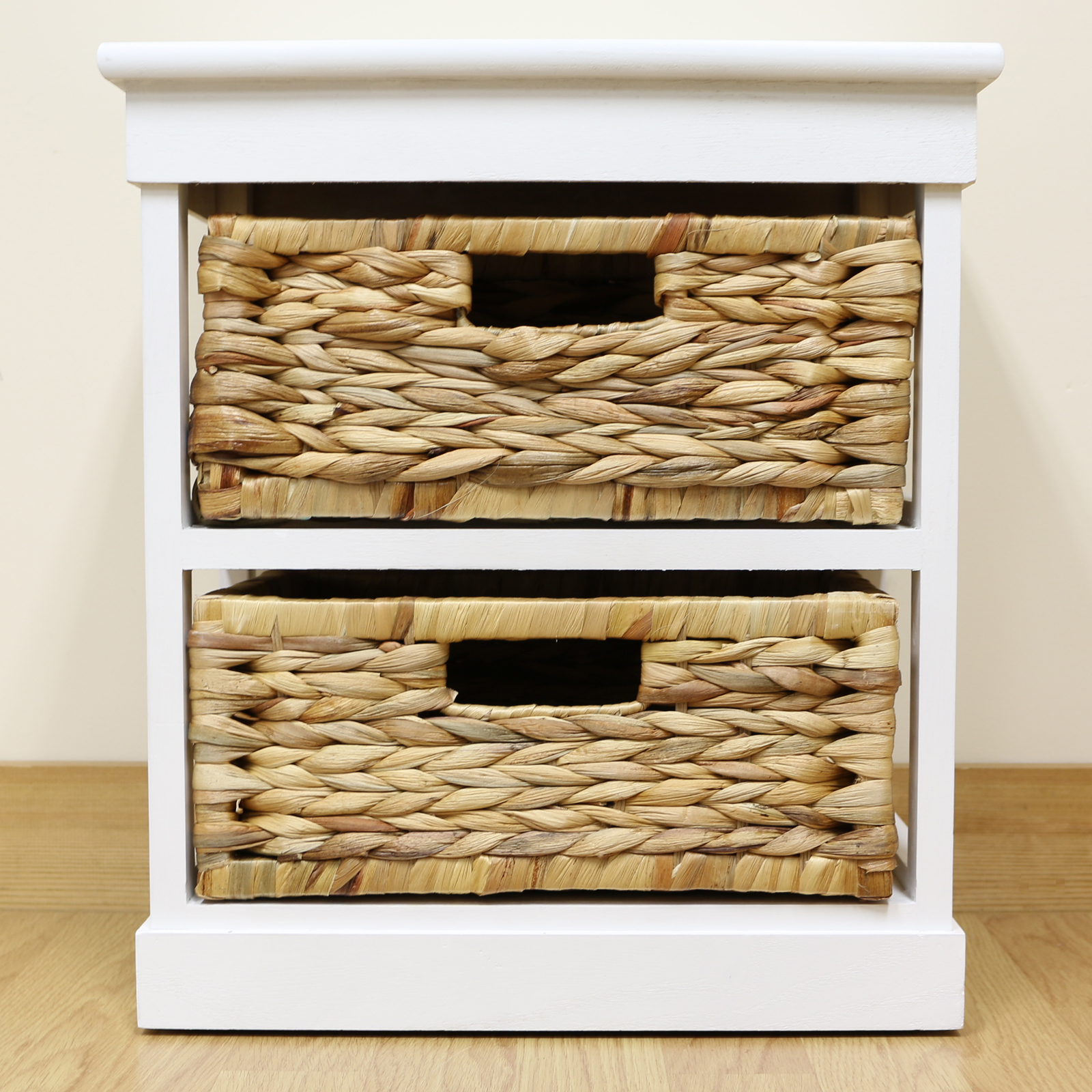 White 2 Drawer Basket Bedside Storage Unit/Lounge/Bathroom/Seagrass eBay