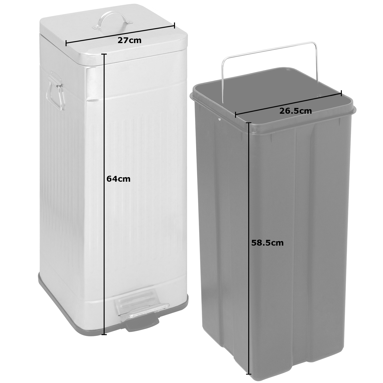 HARTLEYS 30 LITRE METAL RETRO SQUARE STEEL WASTE/RUBBISH PEDAL KITCHEN