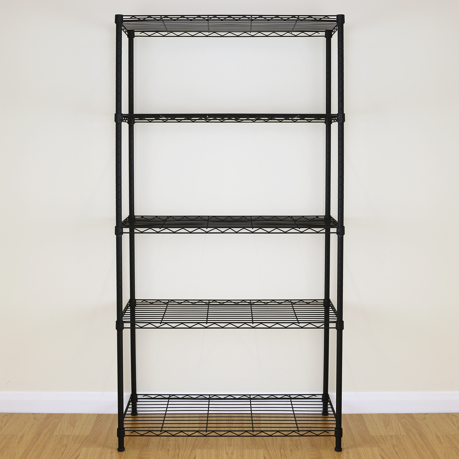 5 Tier Black Metal Storage Rack/Shelving Wire Shelf Kitchen/Office Unit