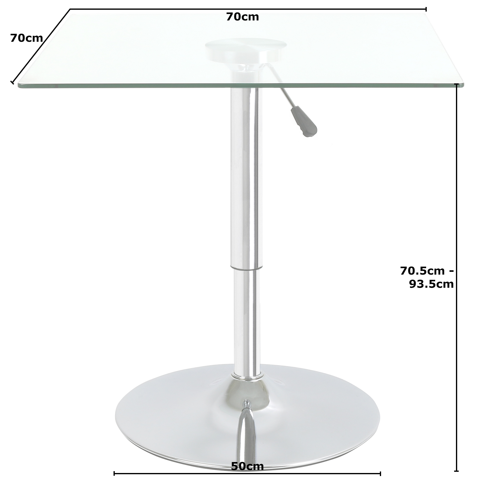 SQUARE ADJUSTABLE CLEAR GLASS BISTRO/DINING TABLE /CAFE TALL/HIGH BREAKFAST BAR eBay