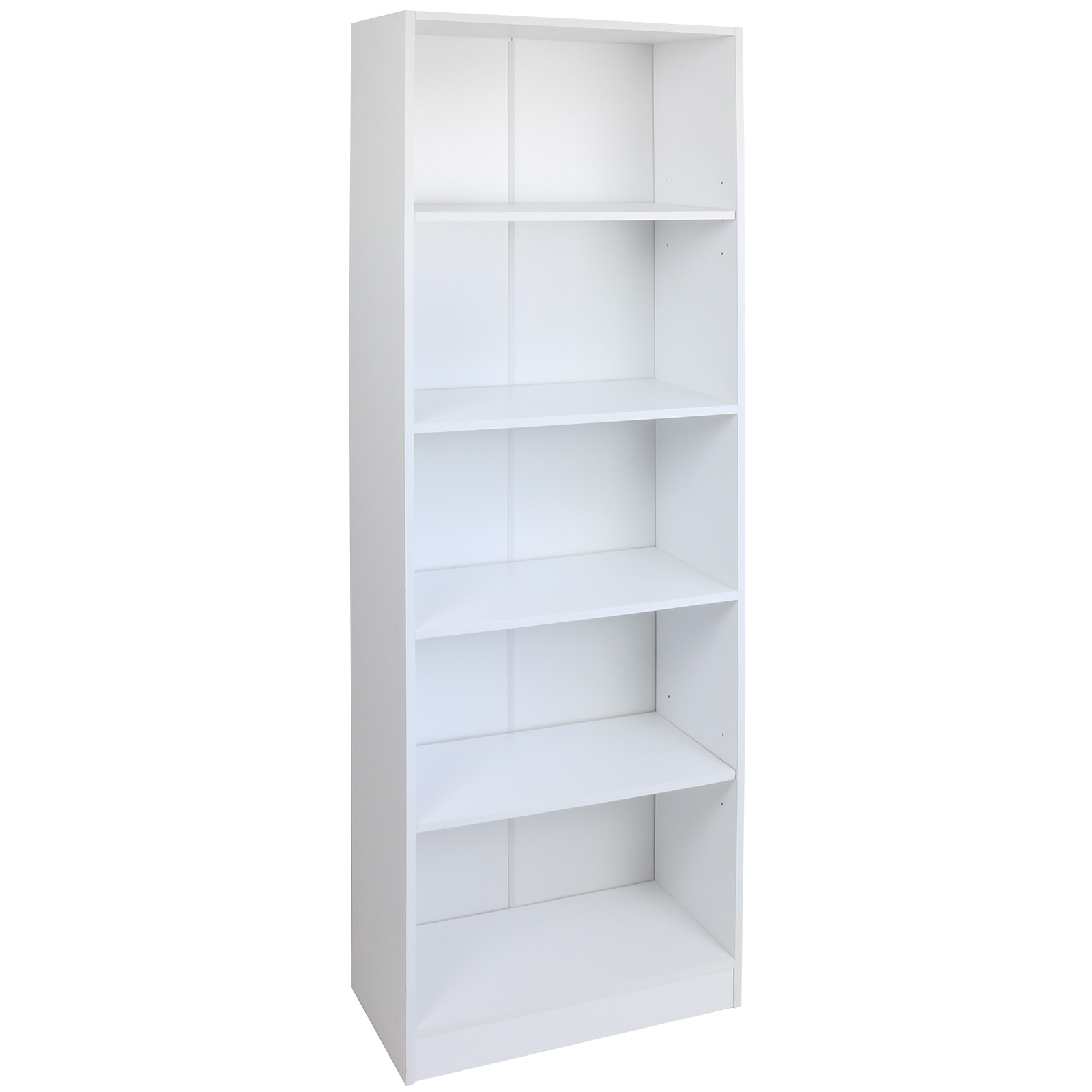 HARTLEYS 5 TIER WHITE WOODEN FREESTANDING BOOKCASE/BOOKSHELF STORAGE