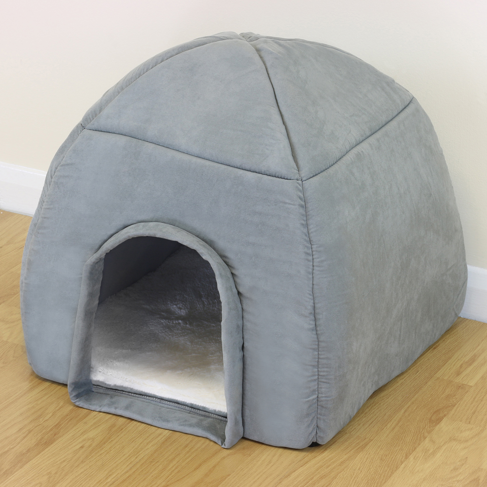 plush cat igloo bed