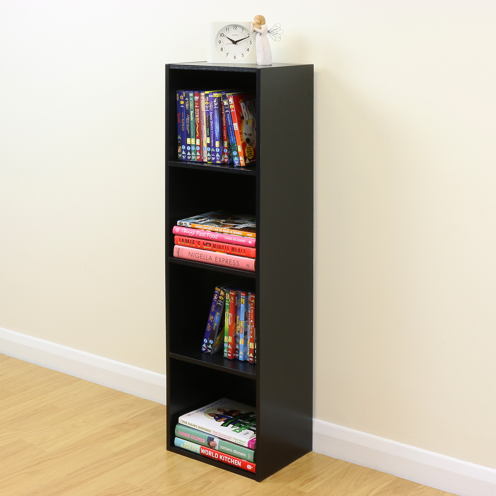 4 Tier Wooden Black Cube Bookcase Storage Display Unit Modular Shelving
