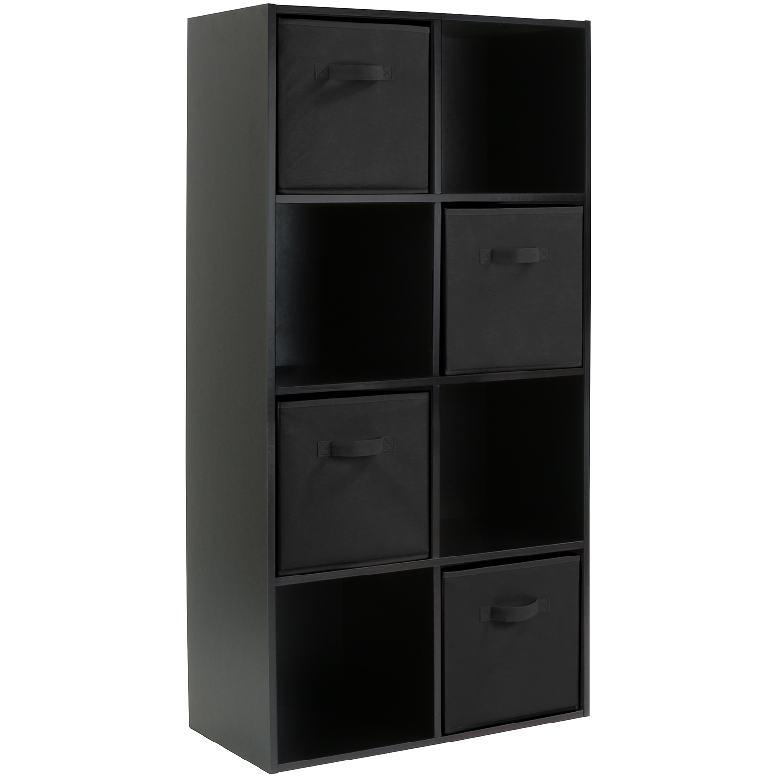 HARTLEYS BLACK 8 CUBE MODULAR SHELVING DISPLAY UNIT 4 x BLACK FABRIC