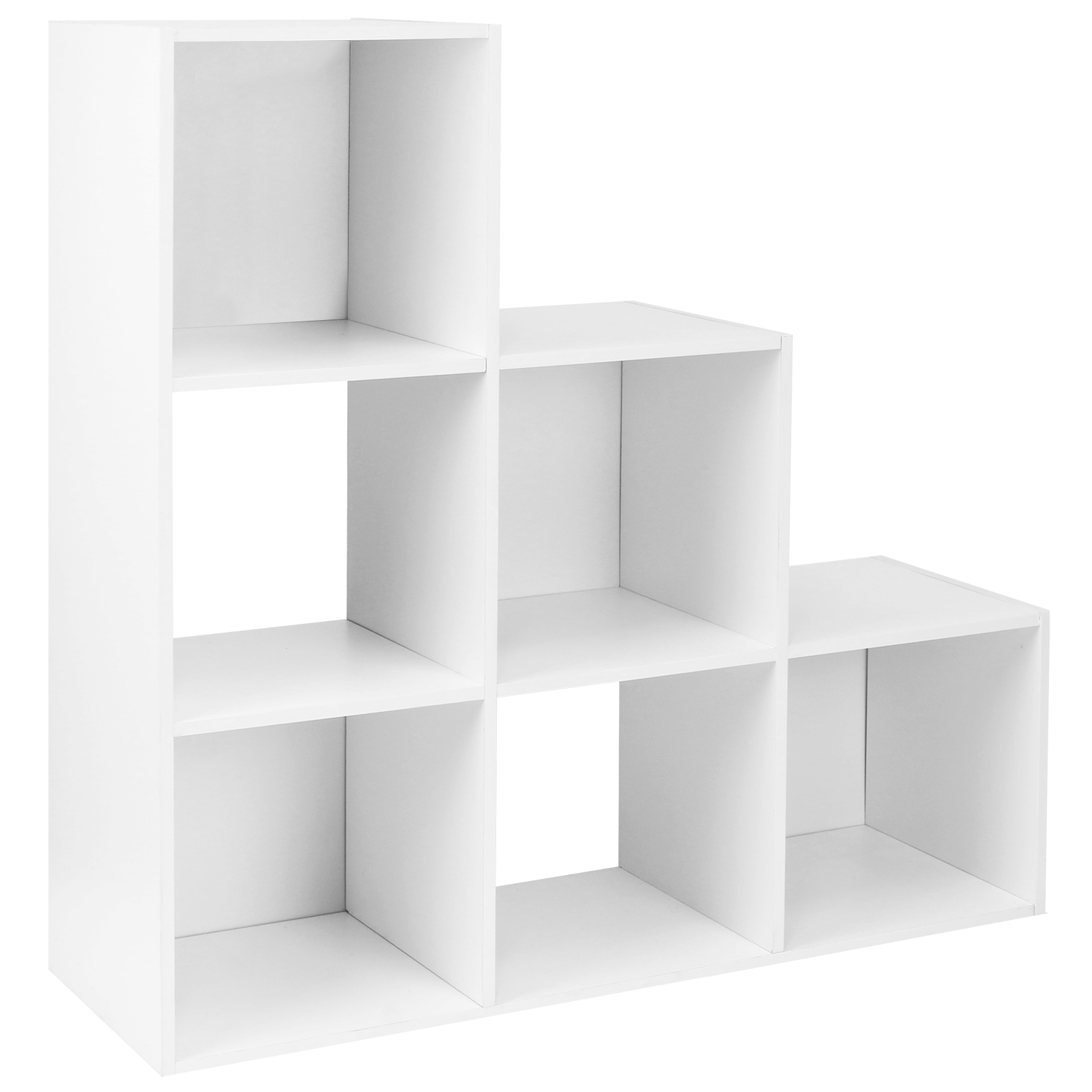 HARTLEYS WHITE 6 CUBE MODULAR SHELVING DISPLAY UNIT 3 x GREY FABRIC