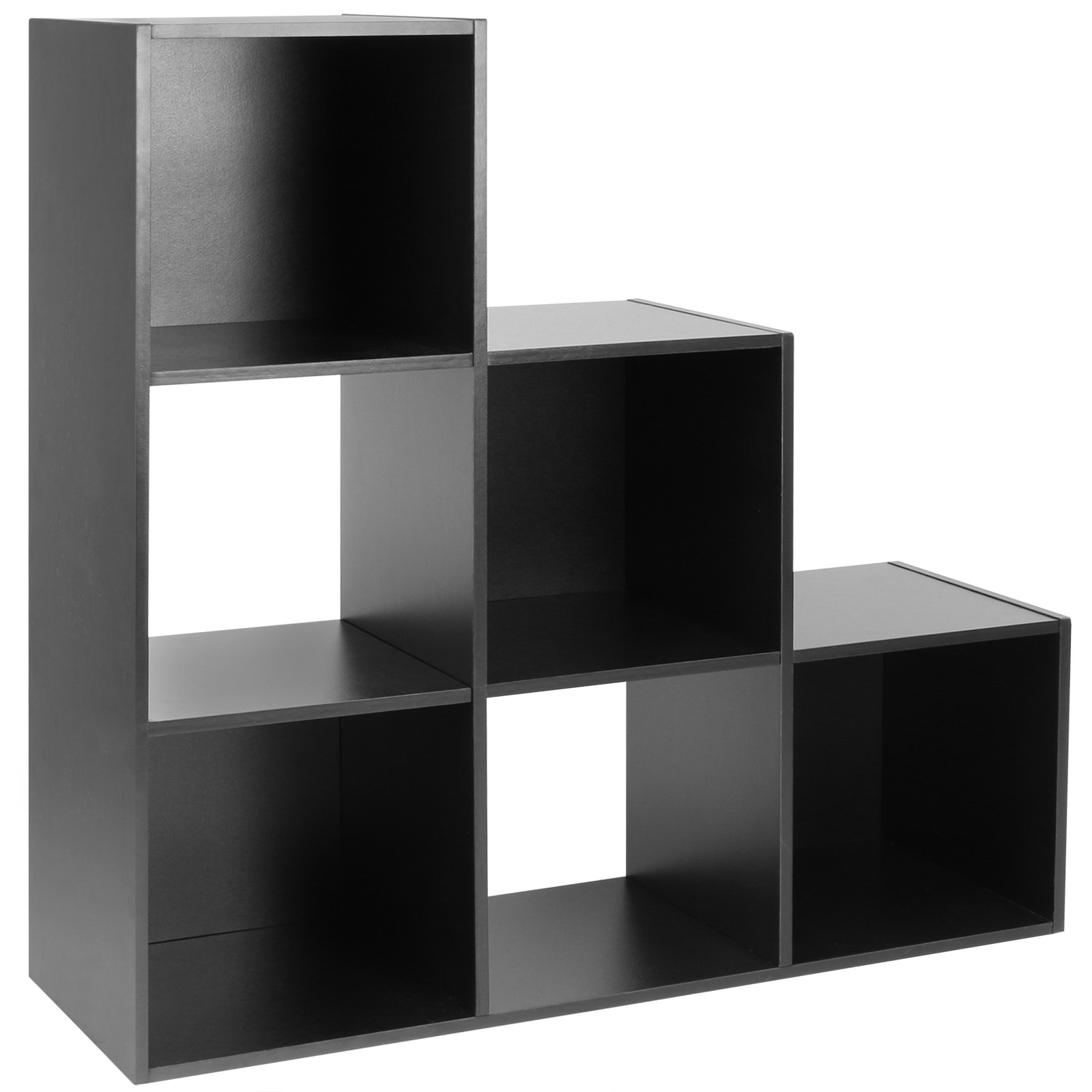 HARTLEYS BLACK 6 CUBE MODULAR SHELVING DISPLAY UNIT 3 x GREY FABRIC