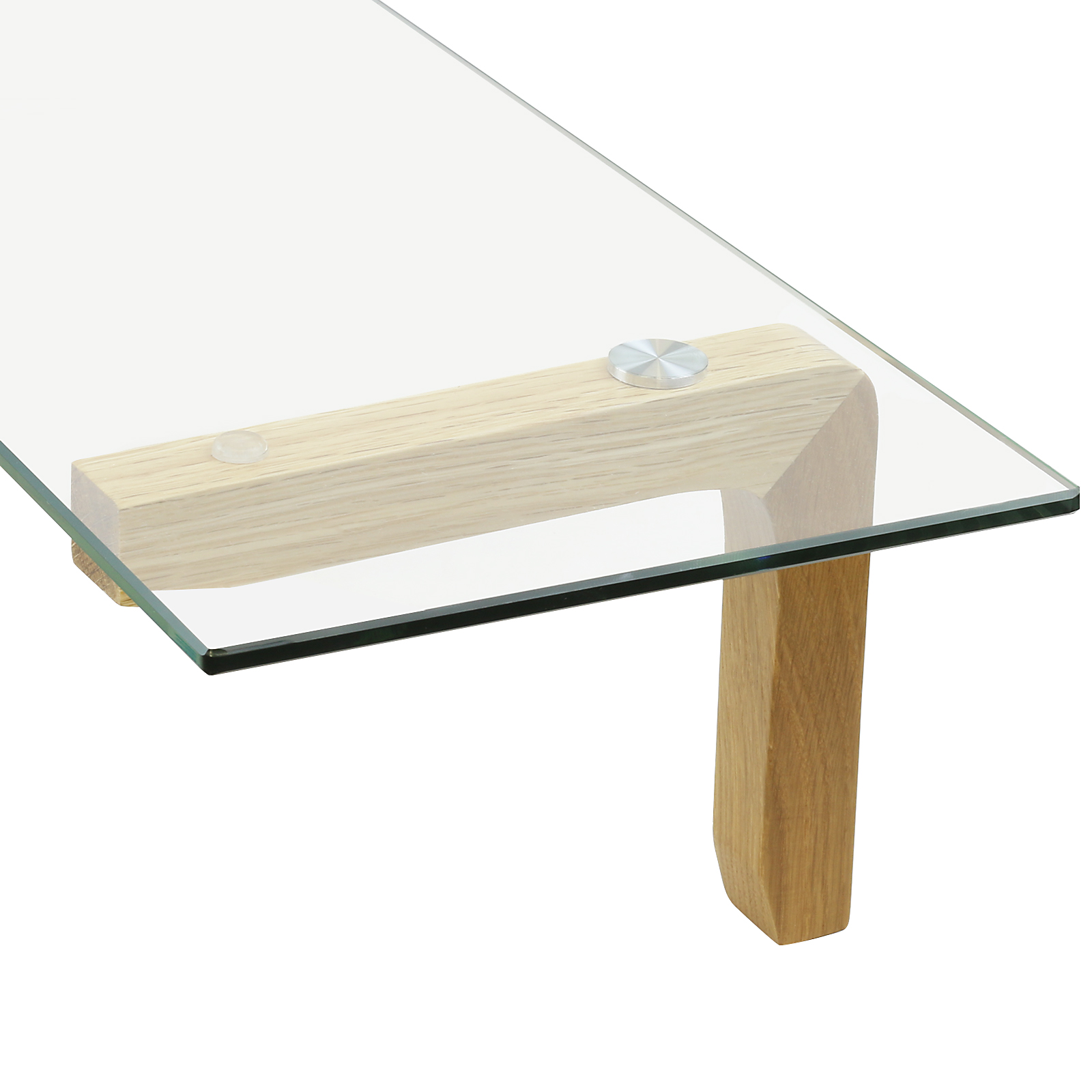 HARTLEYS OAK WOOD BRACKET CLEAR GLASS FLOATING WALL SHELF HOME/DISPLAY