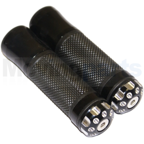 BLACK HANDLEBAR GRIPS & BAR END WEIGHTS MOTORCYCLE/BIKE/MOTORBIKE 7/8