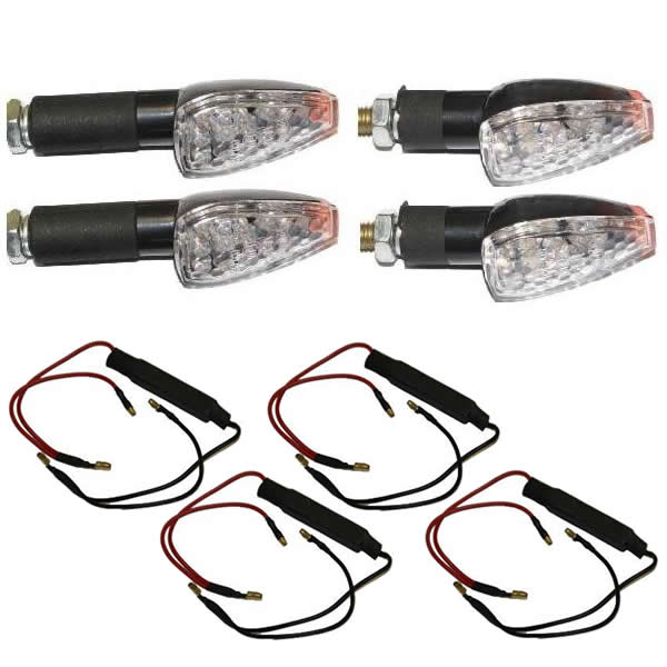 4/FOUR LED INDICATORS & RESISTORS FRONT/BACK MOTORCYCLE/MOTORBIKE 8MM ARROW NEW eBay