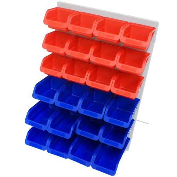 24PCE PLASTIC WALL MOUNTED STORAGE BIN KIT BINS + MOUNT eBay