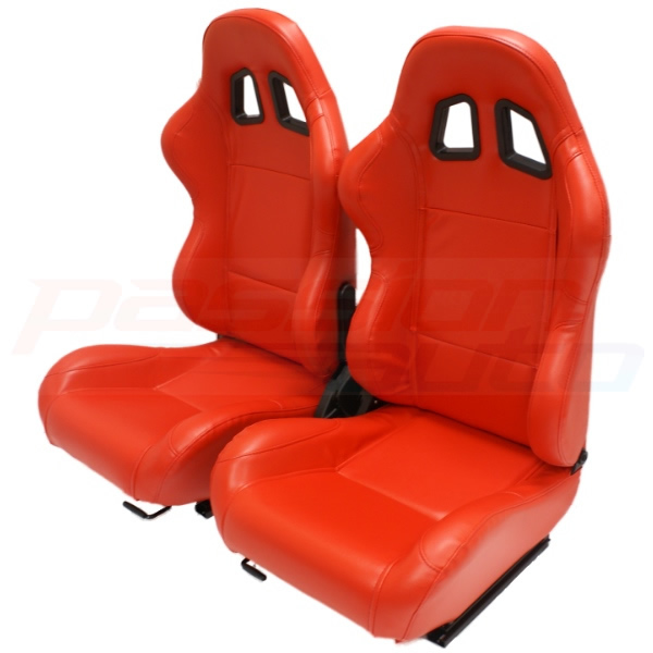 LUXURY RED PVC RECLINING BUCKET CAR SEATS SPORTS CAR SEAT LEATHER