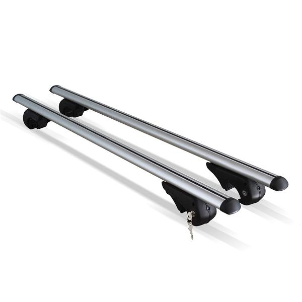 120CM UNIVERSAL SILVER AERO LOCKING ROOF BARS TO FIT CARS WITH RAILS