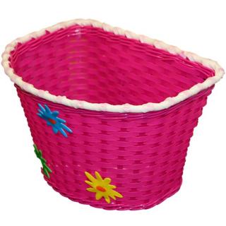 Pink Girls Childrens Bicycle Basket with Flowers