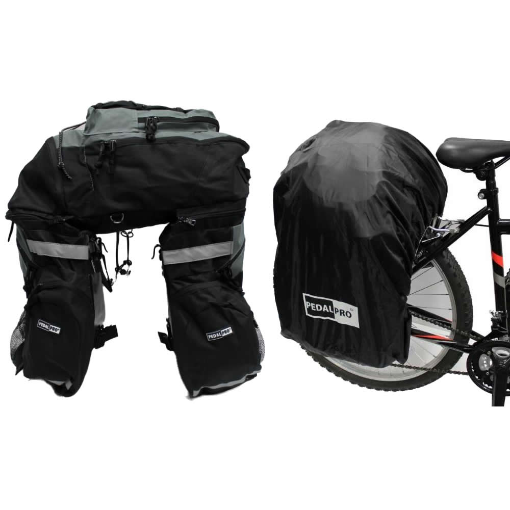 PEDALPRO BIKE/BICYCLE LARGE REAR TOURING PANNIER RUCKSACK & WATERPROOF