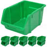 View Item 10 x Green Plastic Storage Bins - 35.5 x 23 x 17cm