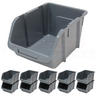 View Item 10 x Grey Plastic Storage Bins -  24 x 16.5 x 12.7cm