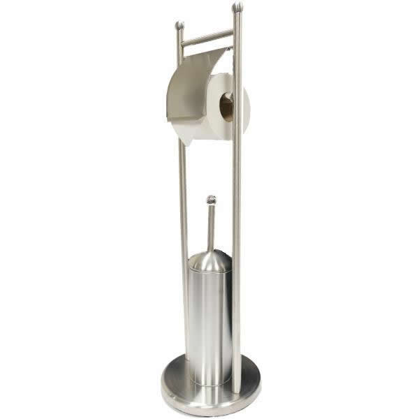 Toilet/Bathroom Stainless Steel Free Standing Paper/Roll Holder & Toilet Brush eBay