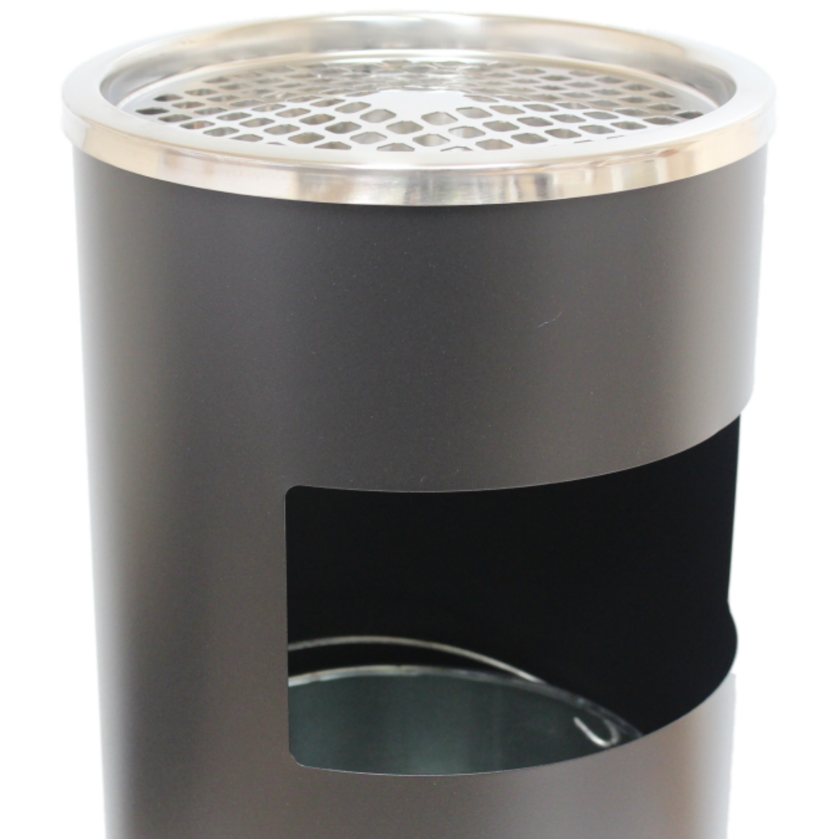 BLACK POWDER COAT FREE STANDING SMOKERS/CIGARETTE ASH TRAY & LITTER