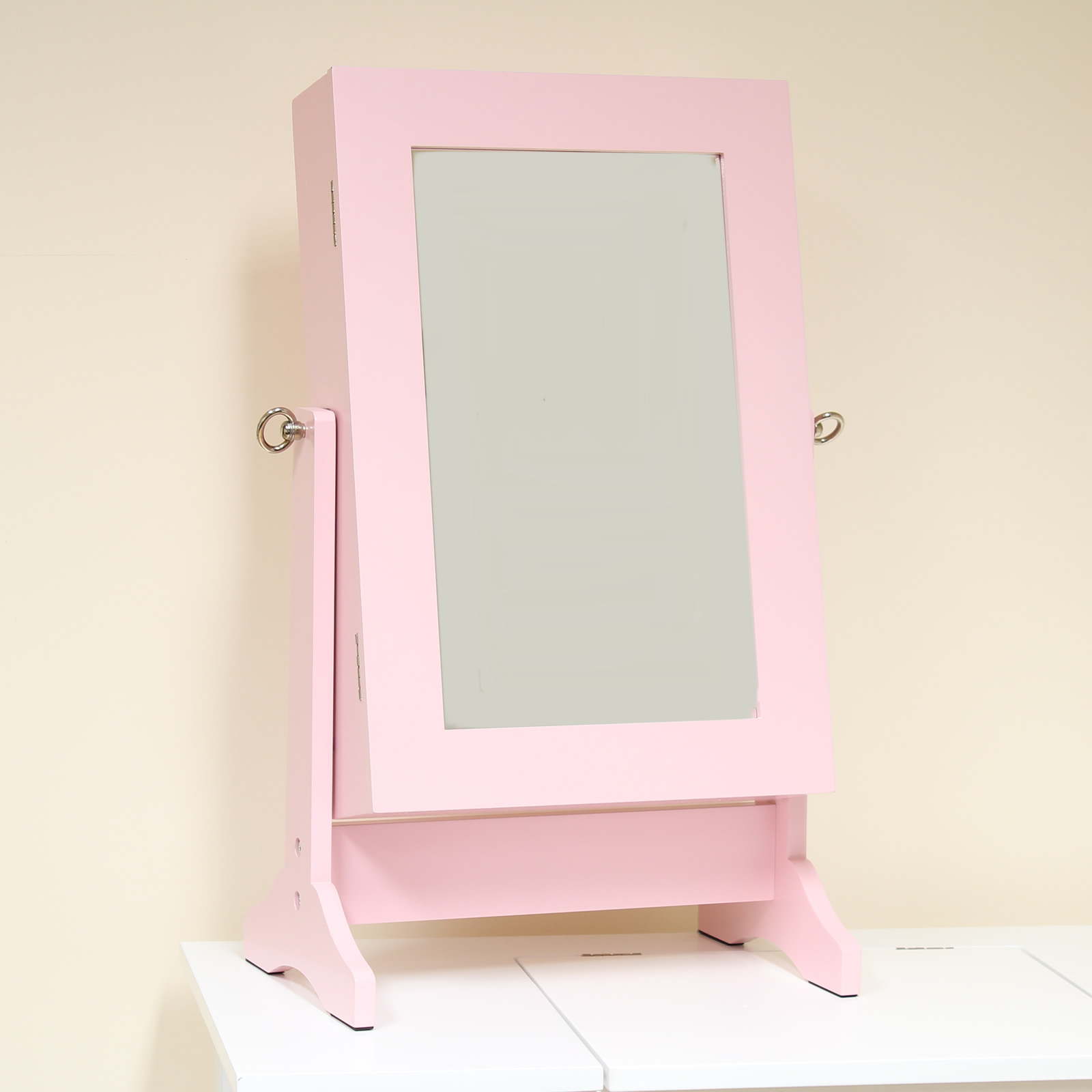 Hartleys Pink Jewellery Mirror Organiser/Box Dressing Table Top