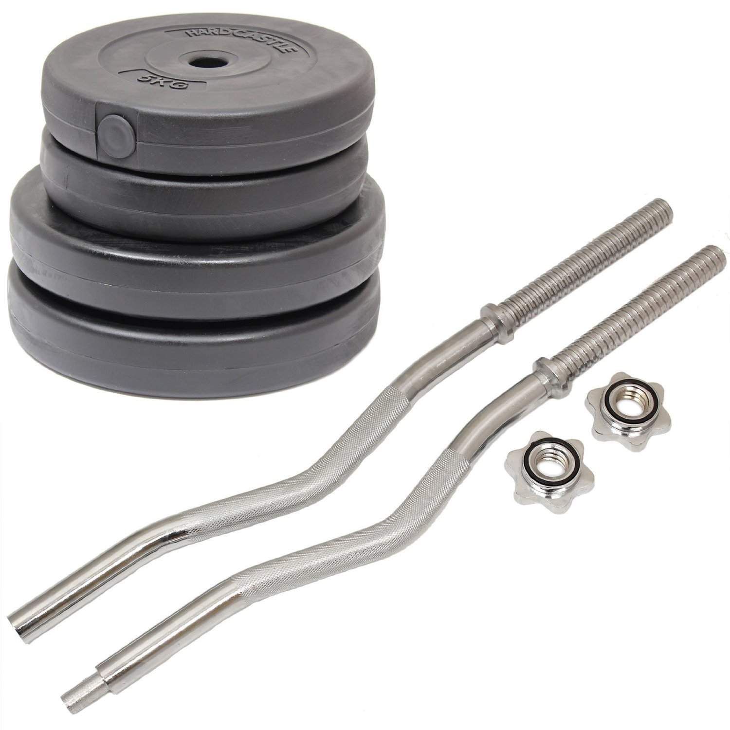 30KG CURLBAR WEIGHT LIFTING SET ARM/BICEP EZ EASY CURL/BARBELL 2 PC BAR