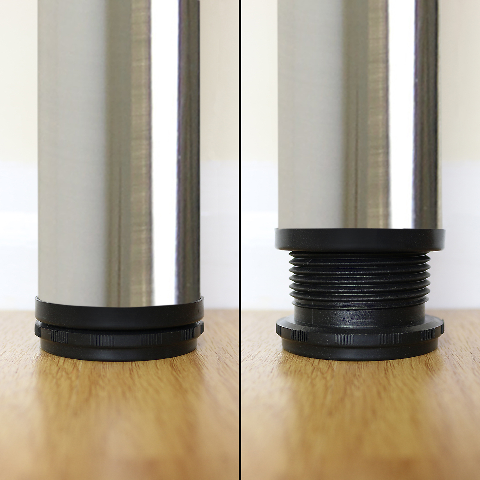 2 BRUSHED CHROME 890MM WORKTOP/KITCHEN/BREAKFAST BAR TABLE LEGS