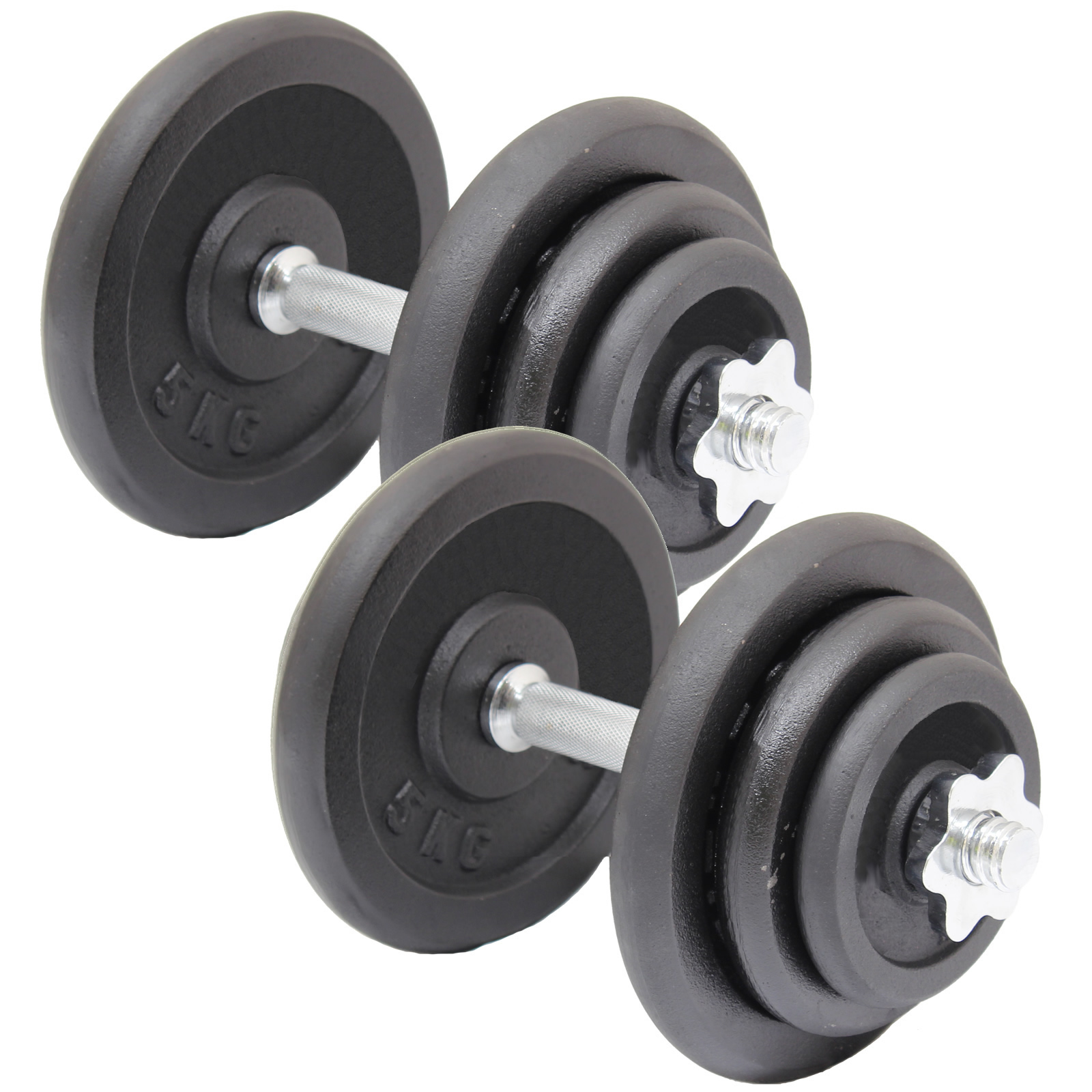 CAST IRON DUMBBELL WEIGHT BARS SET GYM/LIFTING/BODY BUILDING SPINLOCK