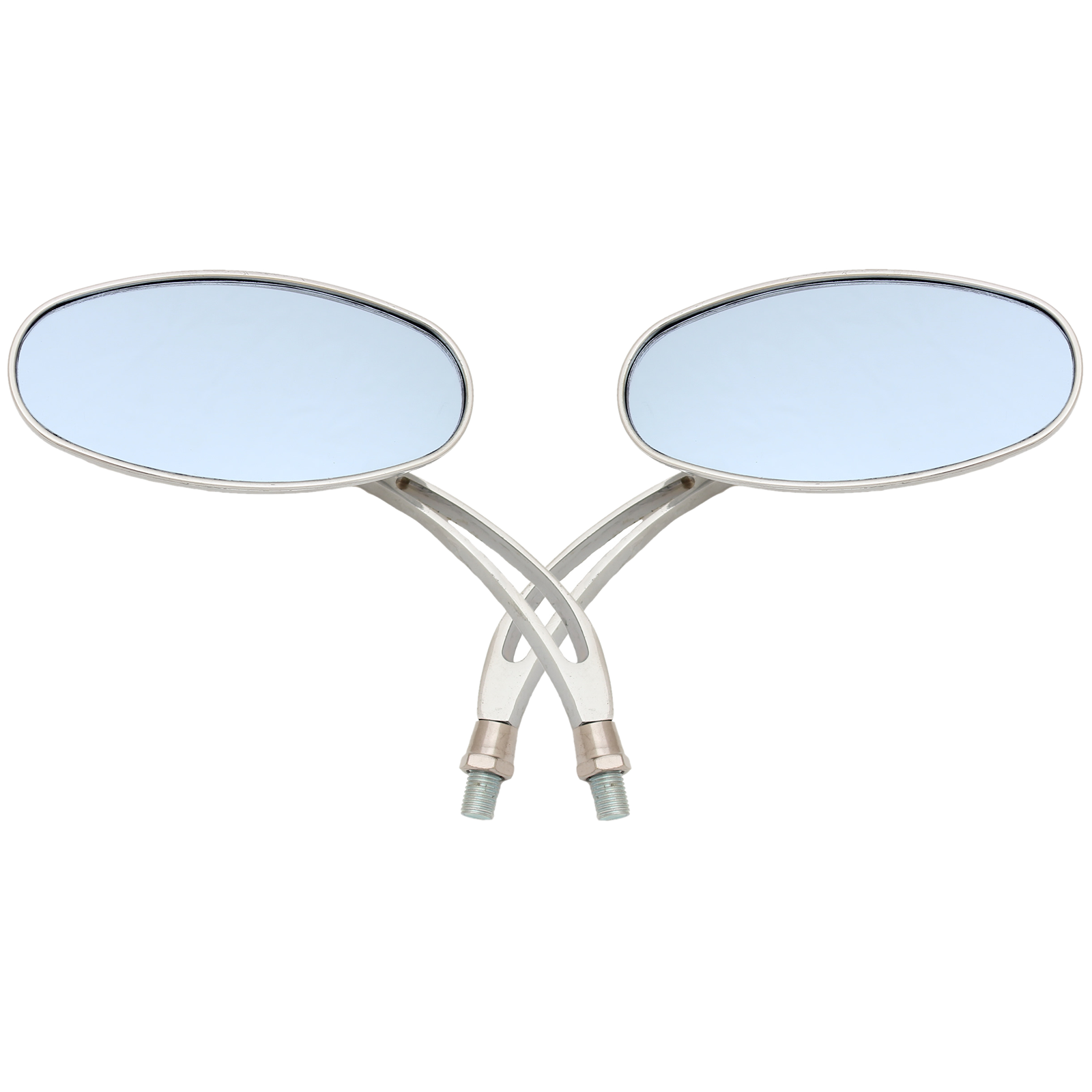 RYDE CHROME ROUND/OVAL MOTORCYCLE MIRRORS UNIVERSAL 8MM/10MM BIKE