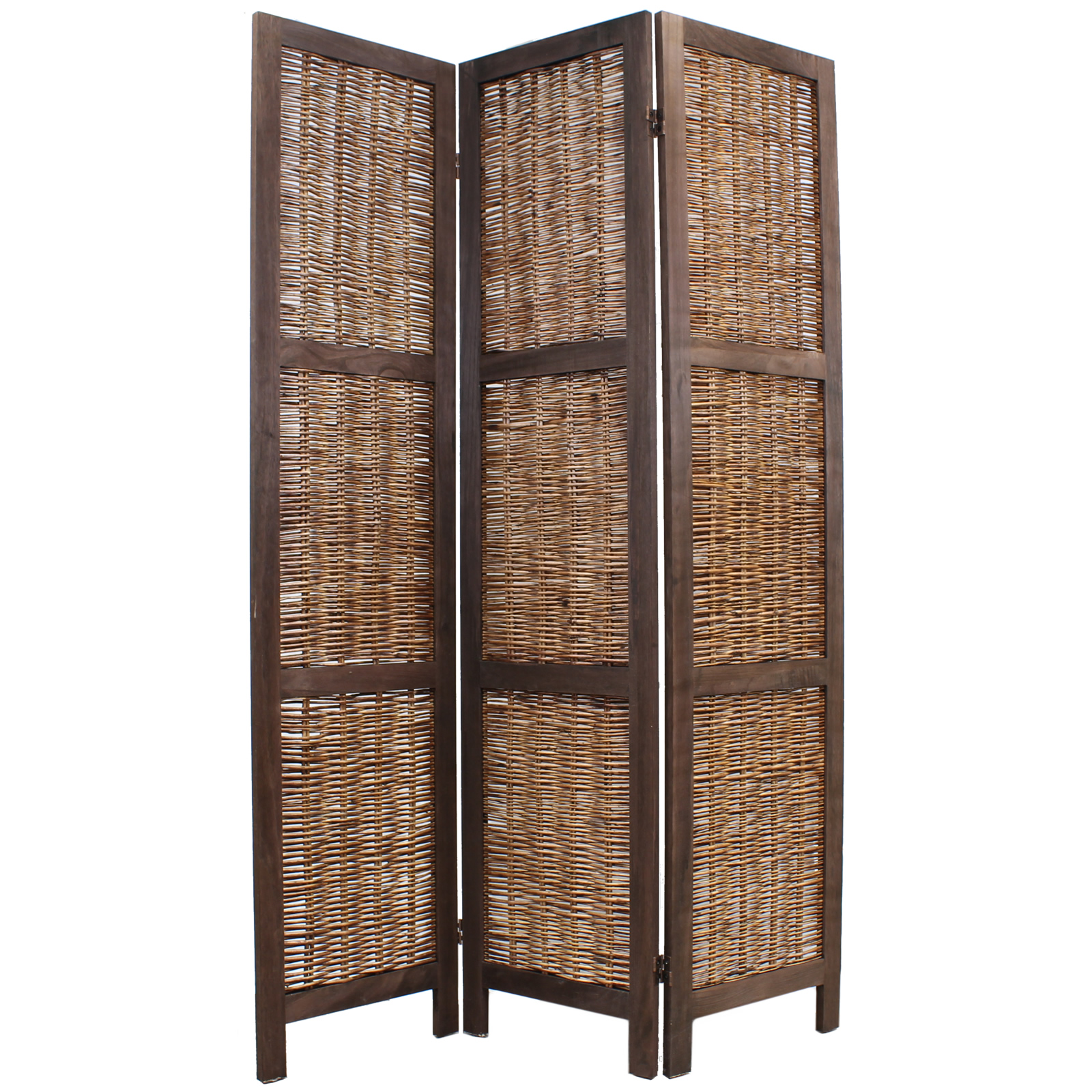 WOODEN FRAMED WICKER ROOM DIVIDER PRIVACY SCREEN/PARTITION SHABBY CHIC