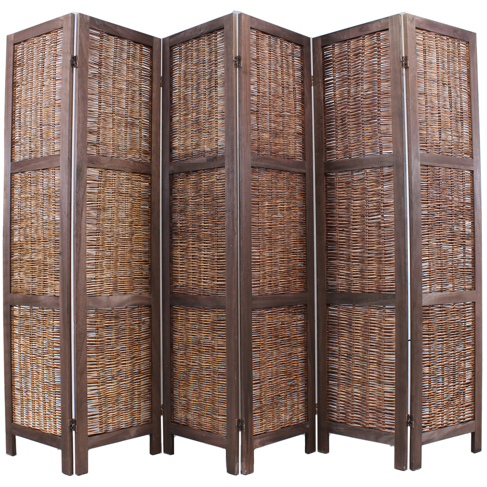WOODEN FRAMED WICKER ROOM DIVIDER PRIVACY SCREEN/PARTITION SHABBY CHIC