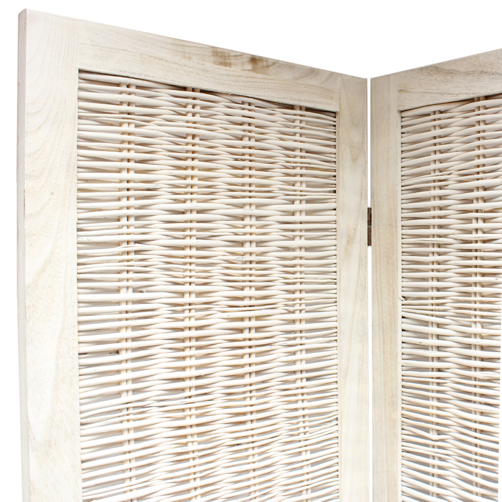 WOODEN FRAMED WICKER ROOM DIVIDER PRIVACY SCREEN/PARTITION SHABBY CHIC
