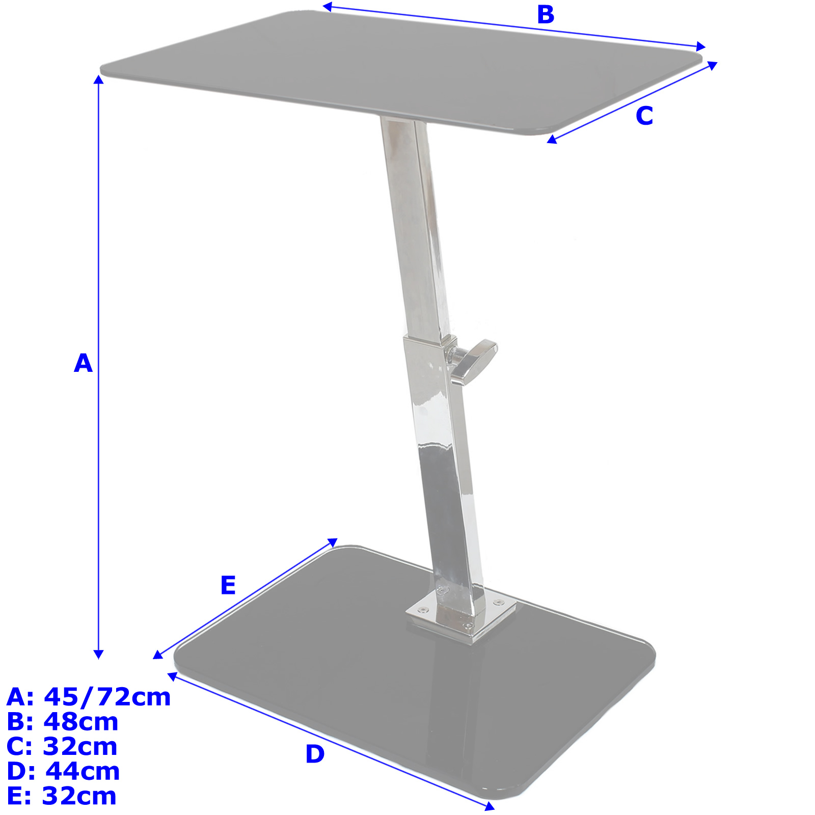 BLACK/CHROME TEMPERED GLASS FLOOR STAND/TABLE
