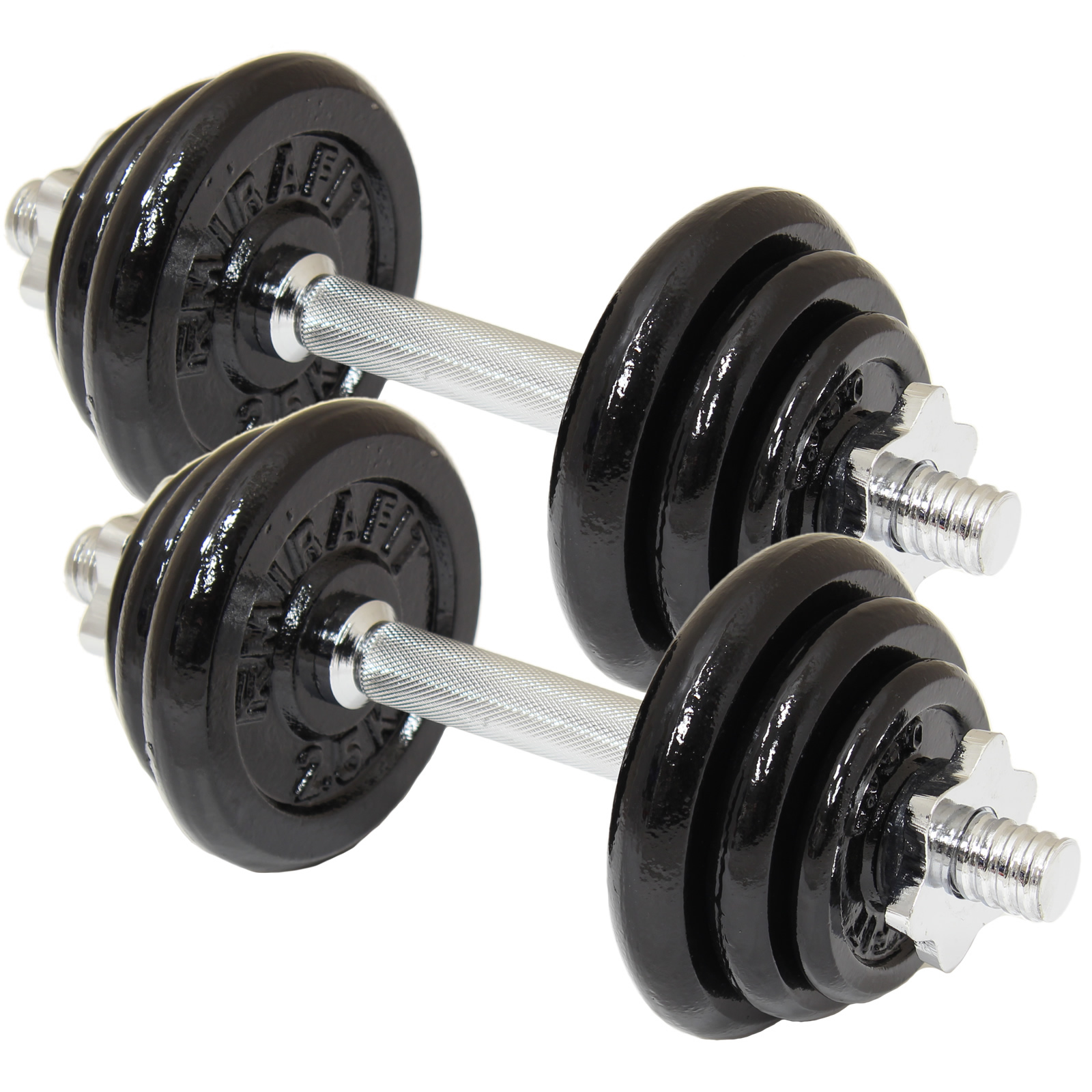 MIRAFIT 20kg Cast Iron Dumbbell Free Weights & Case Fitness/Exercise