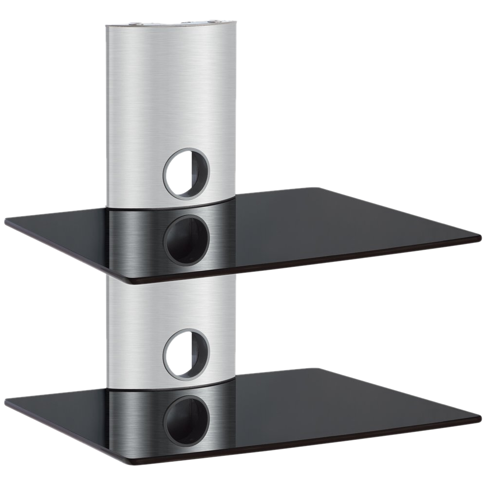 Hartleys Wall Mount Double Floating Silver Glass DVD HiFi Shelf Sky Box Bracket eBay