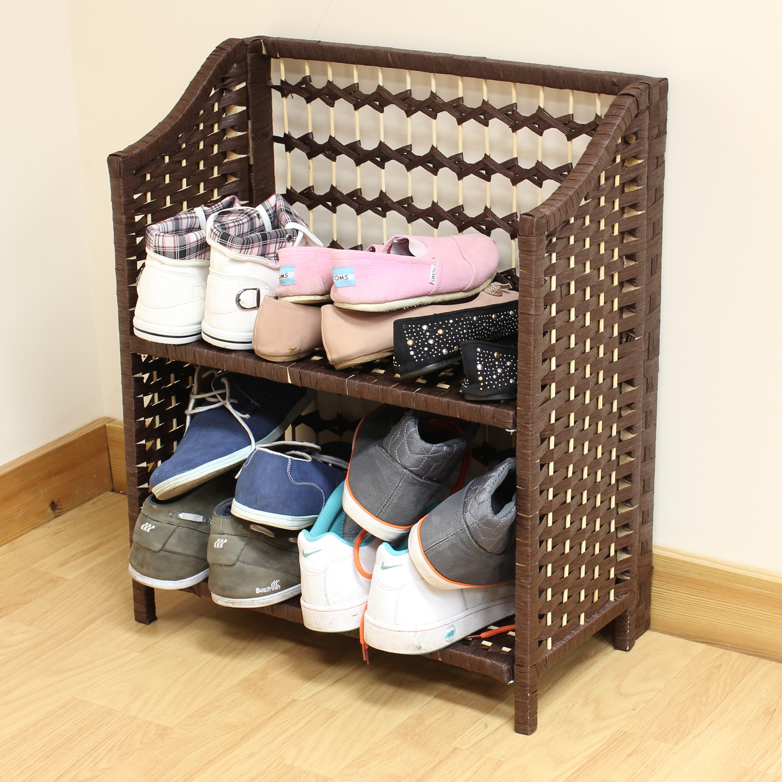 Hartleys Brown Wicker/Raffia Folding Shoe Hallway/Porch Storage