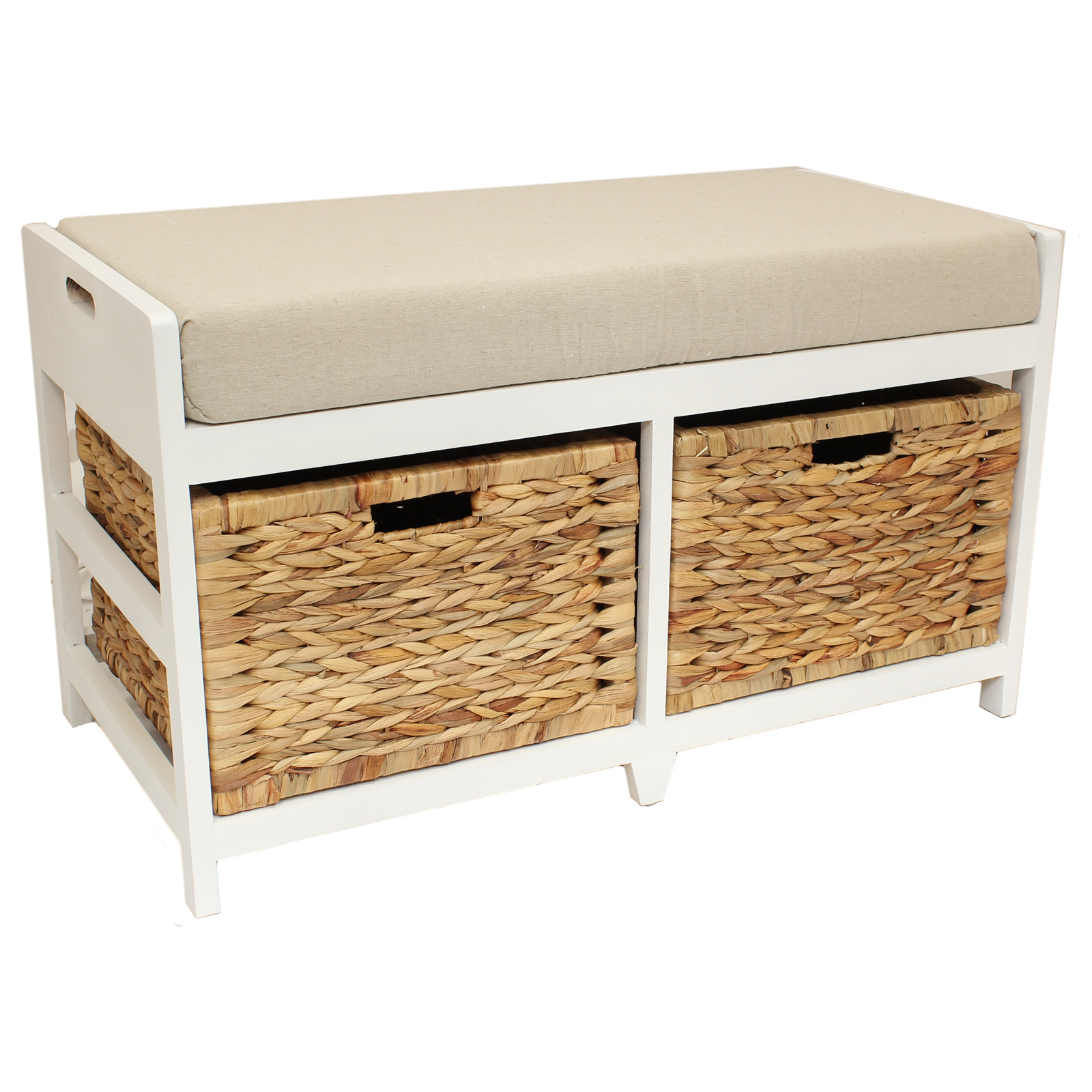 HOME/HALLWAY/BATHROOM BENCH/SEAT WITH SEAGRASS WICKER STORAGE BASKETS